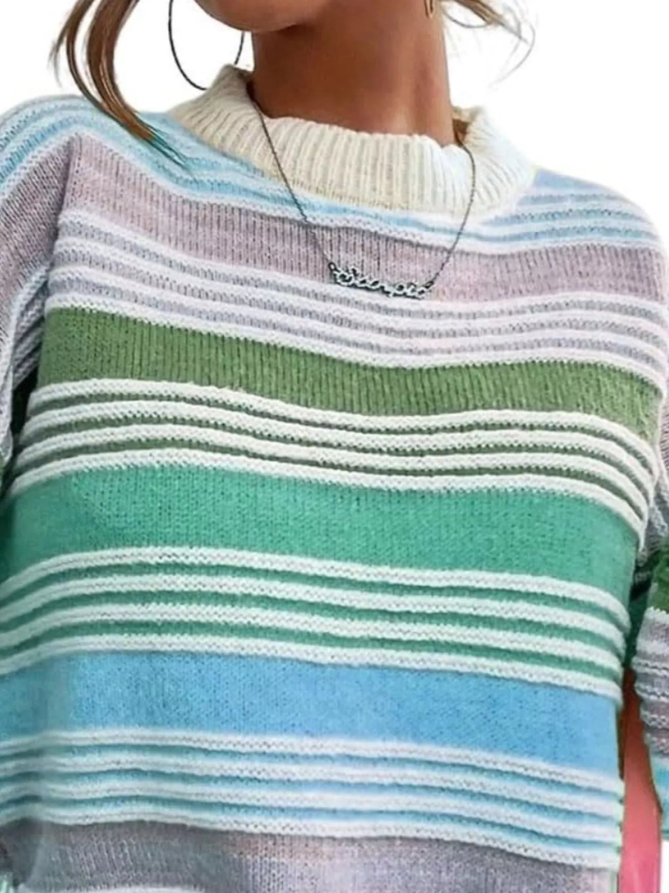 Rainbow Striped Drop Shoulder Oversized Sweater