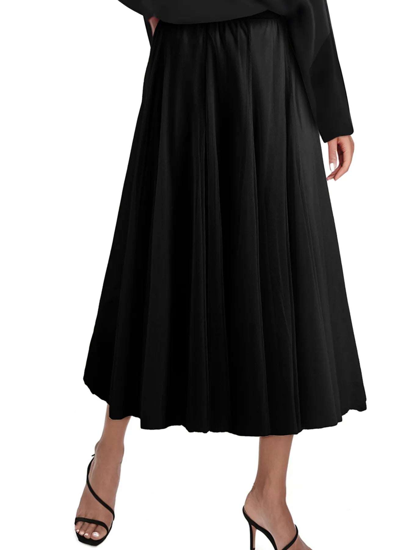 High-Waisted Midi Skirt Black