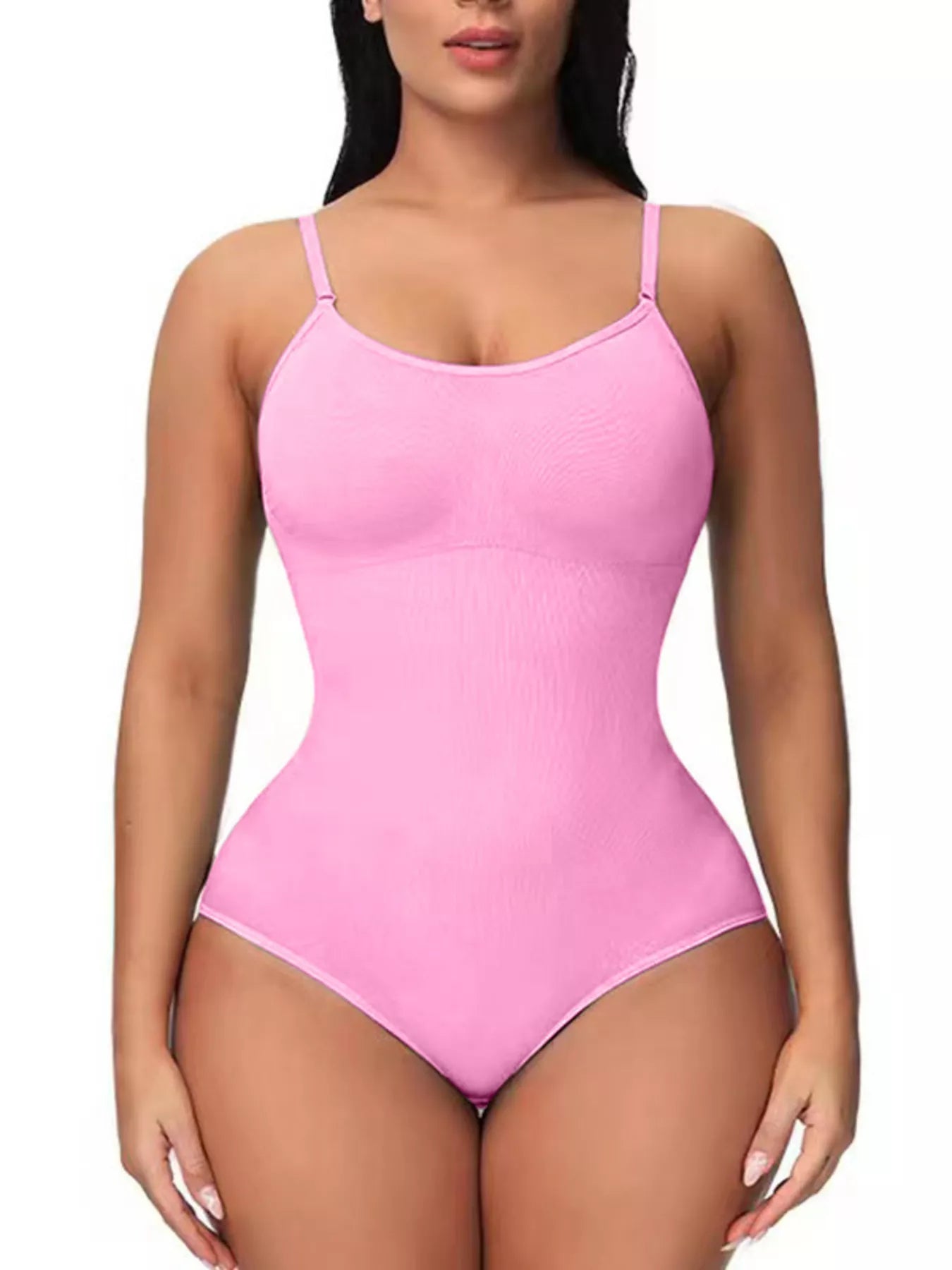 Full Size Seamless Scoop Neck Shaping Bodysuit Plus Size Pink