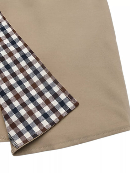 Checkered Lining Button Up Trench Coat