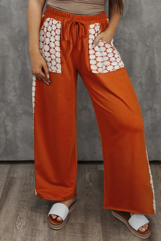 Plus Size Wide Leg Pants Orange