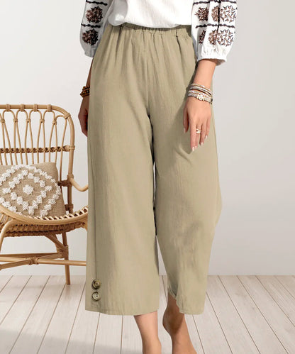 Wide Leg Cropped Pants Khaki