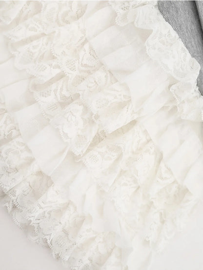 Layered Tulle Mini Skirt with Contrast Waistband