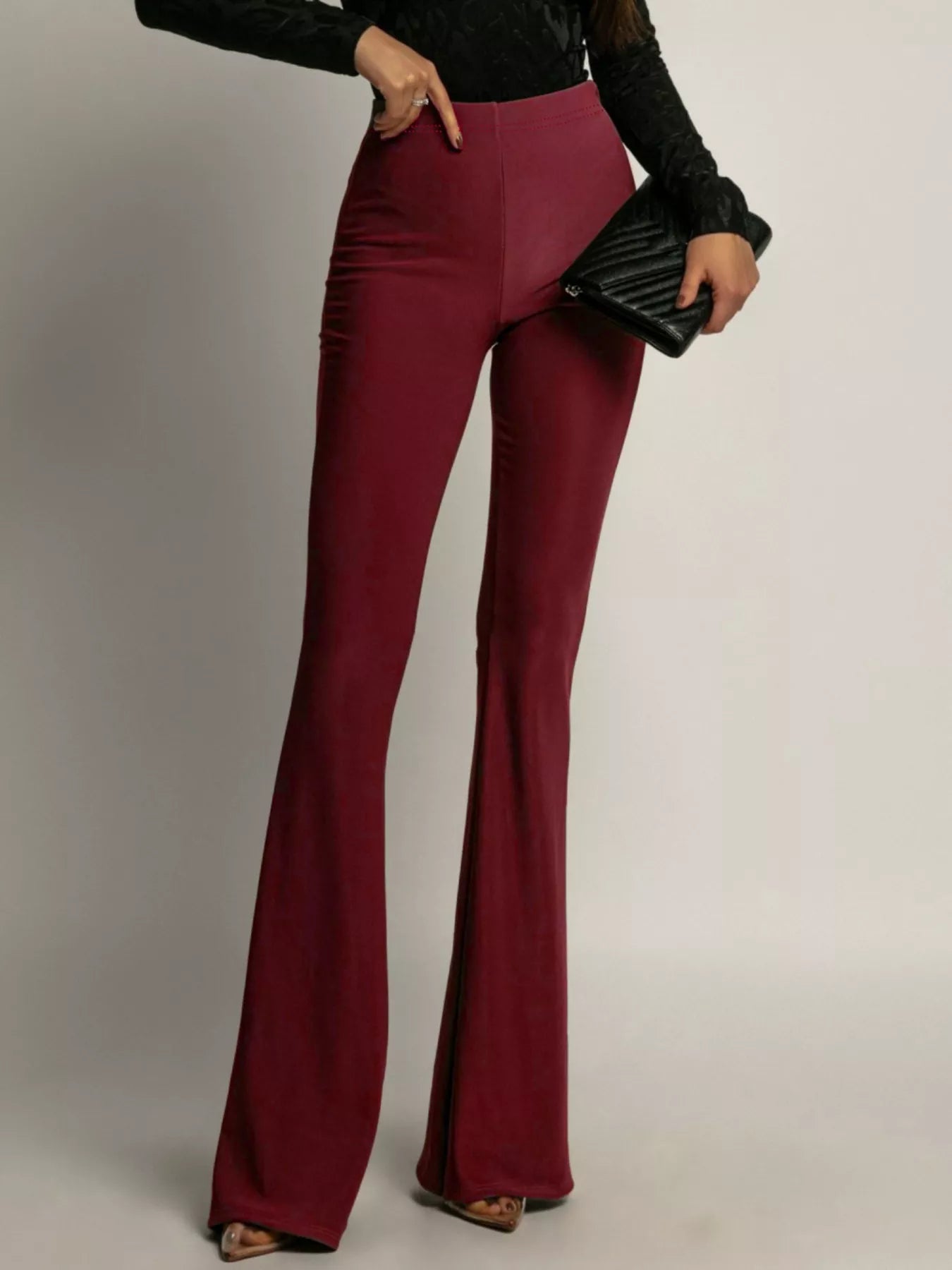 High-Waisted Flared Pants Red