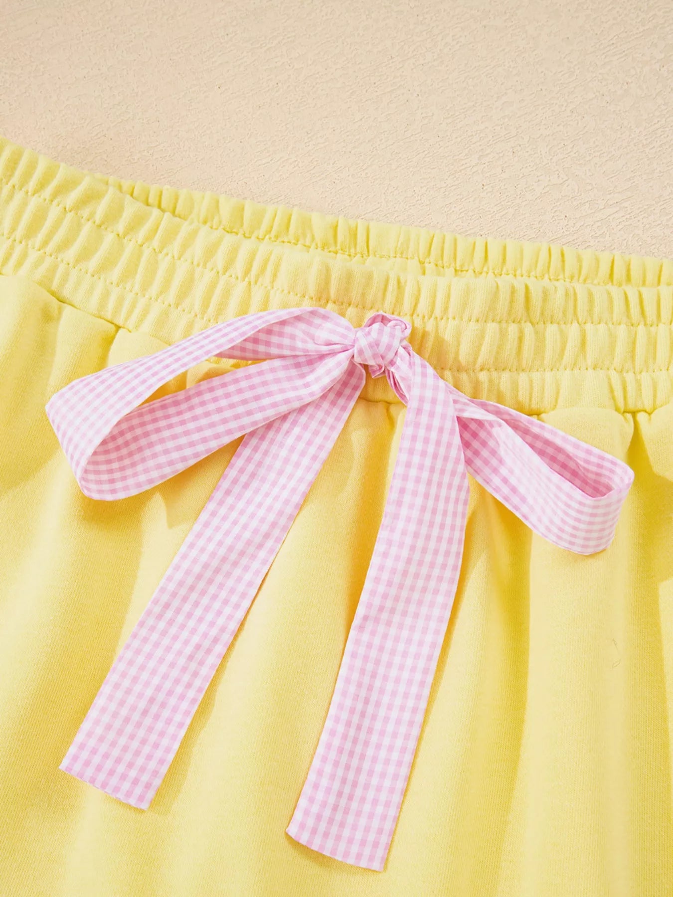 Contrast Frill Hem Round Neck Top and Shorts Set