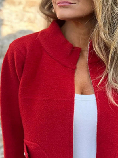 Full Size Zip-Up Long Sleeve Outerwear Plus Size