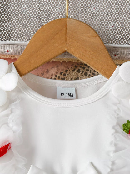 Children's Bow Decor Ruffle Trim Dress