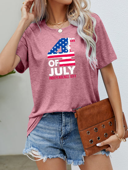 USA Flag Graphic Tee for Women Dusty Pink