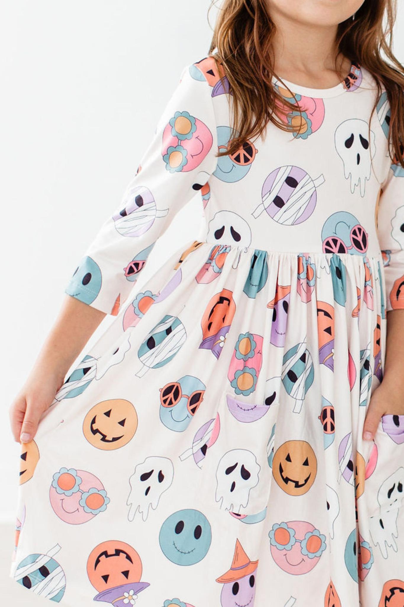 Monster Mash 3/4 Sleeve Pocket Twirl Dress