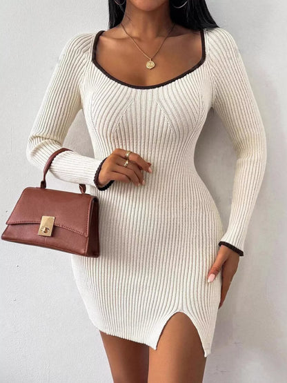 Ribbed Knit Bodycon Sweater Dress