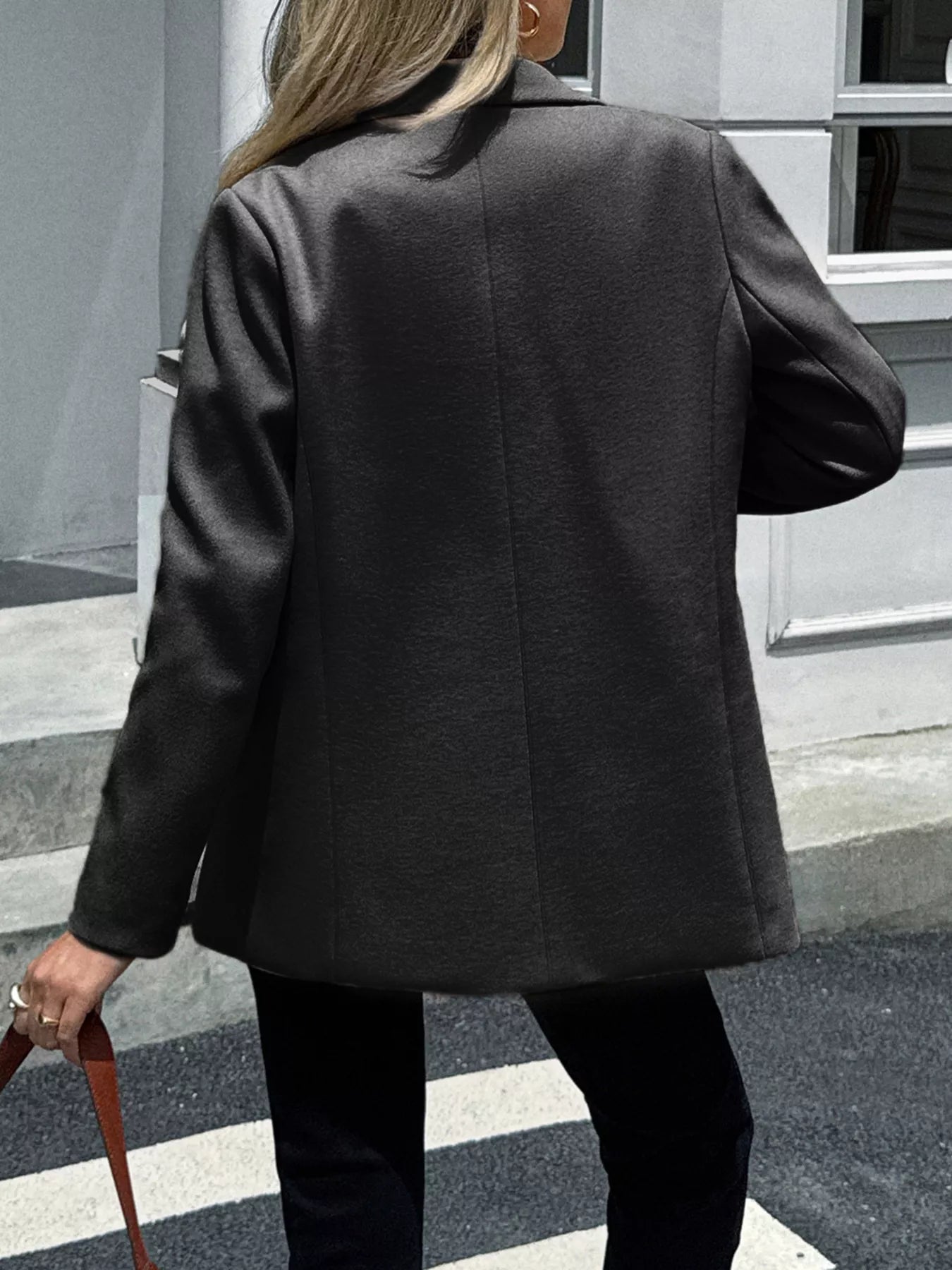 Lapel Collar Button Up Blazer