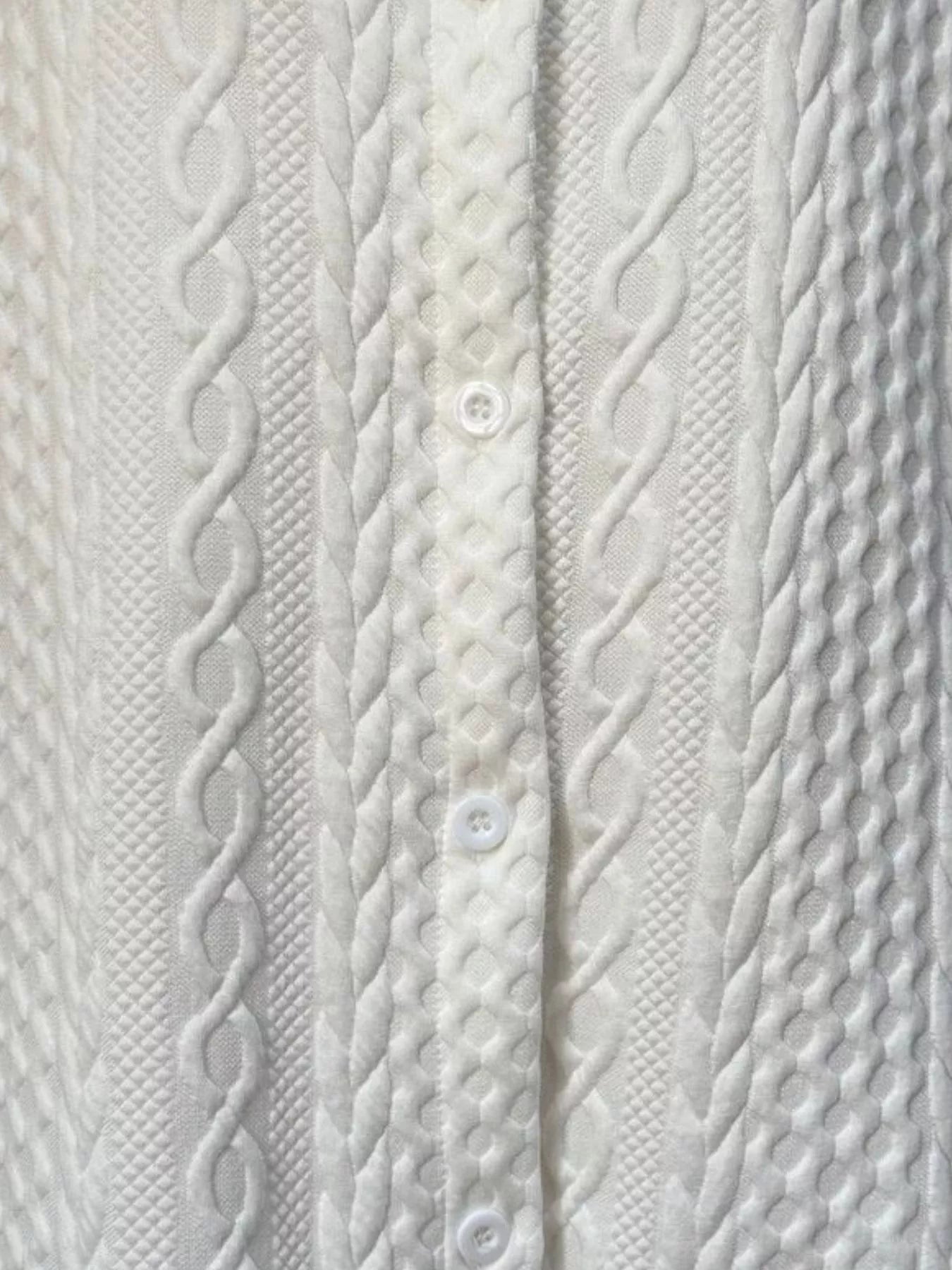 Texture Button Up Long Sleeve Shacket