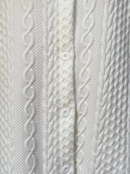 Texture Button Up Long Sleeve Shacket