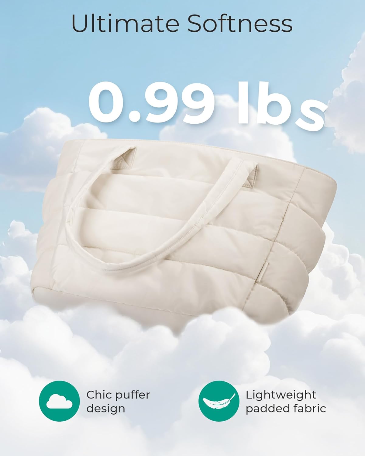 Women's Quilted Tote Bag Lightweight Puffy Shoulder Bag with Compartments