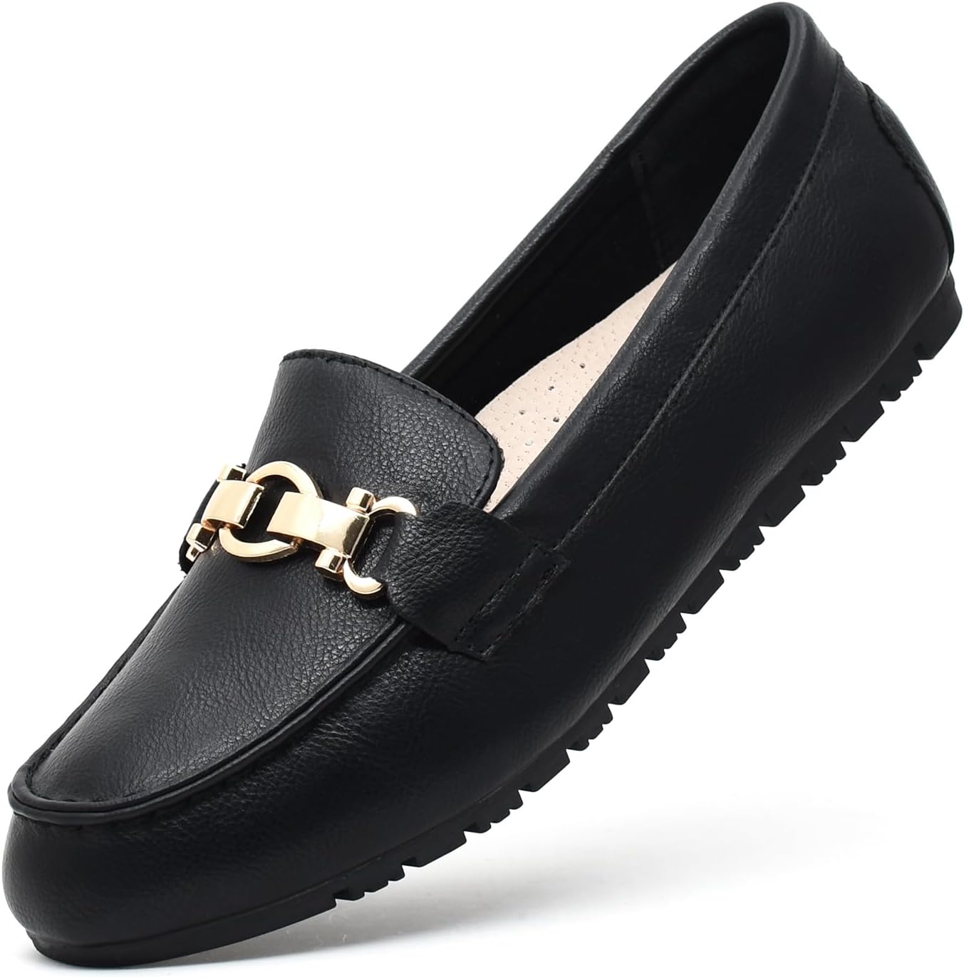 Women Loafers - Comfortable Slip On Business Casual Penny Loafers Black Napa Leather