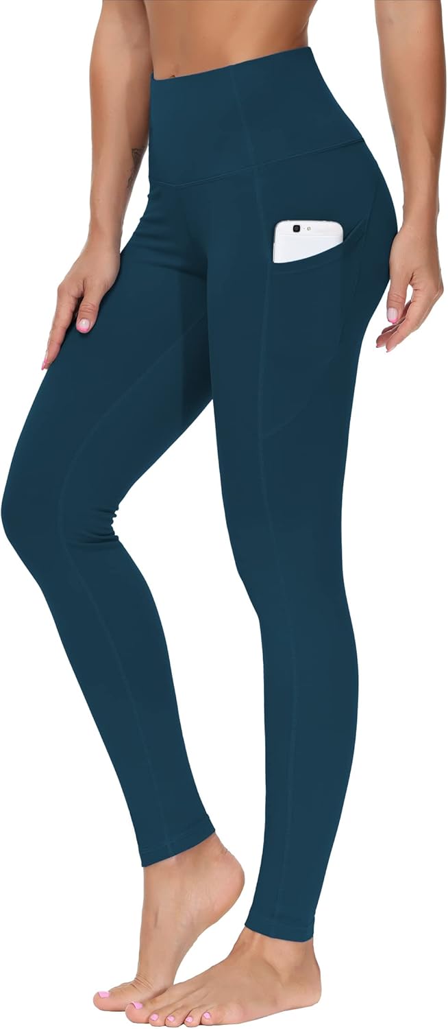 Women's High Waisted Yoga Leggings with Pockets - Thick Tummy Control Workout Pants