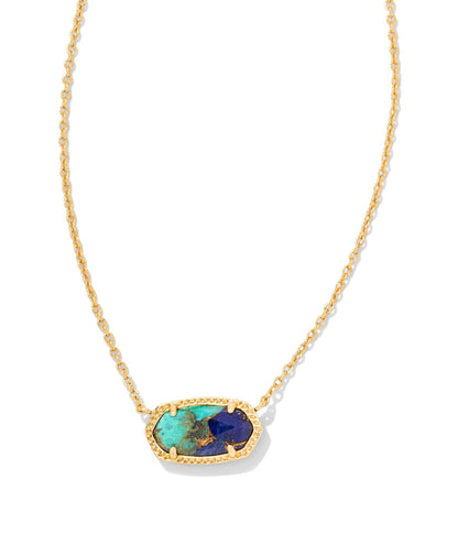 Kendra Scott Elisa Pendant Necklace - 14k Gold Plated Delicate Fashion Jewelry for Women Gold Bronze Veined Lapis Turquoise Magnesite