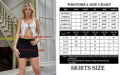 Wrotorea Women's White Mini Skirt Sex Mid-Waist Stretch Fitted Bodycon Short Mini Skirts