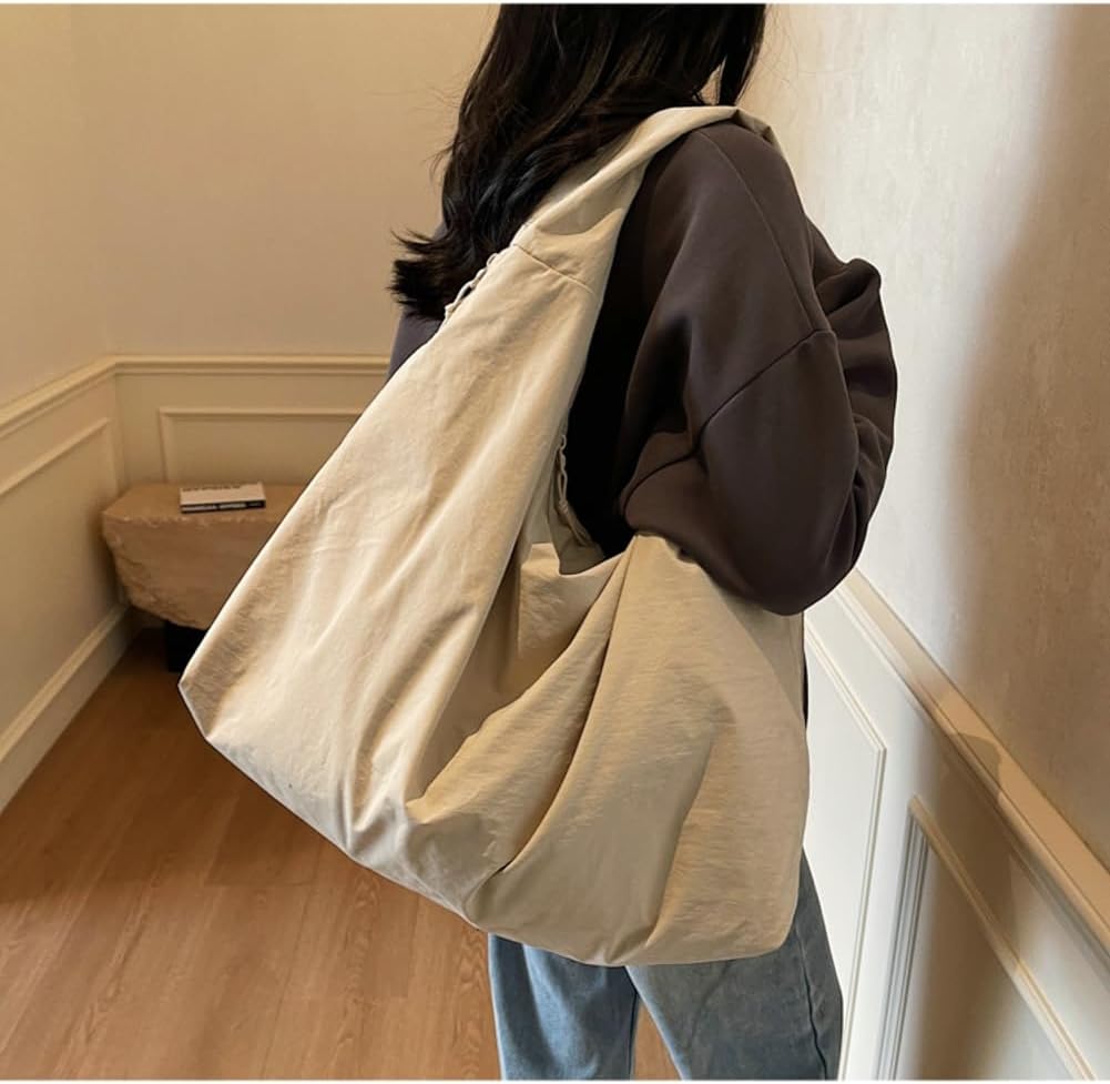 Women Slouchy Hobo Bag - Large Nylon Shoulder Crossbody Tote Handbag