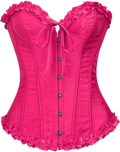 Corset Top for Women - Lace Bustier Shapewear with Push Up Support 4X-Large Bright Rose