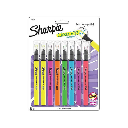 Sharpie Clear View Highlighters 8 Pack - Chisel Tip Assorted Fluorescent Colors School Office 8 Count (Pack of 1) Highlighter