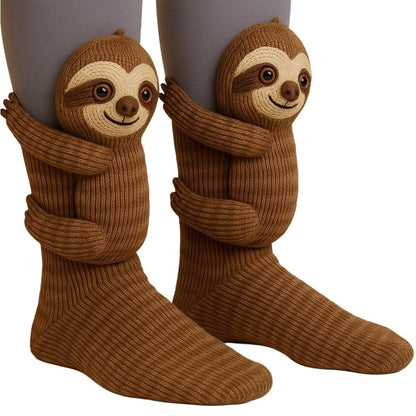 Cute Animal Socks for Women - Plush Long Stocking Socks with 3D Designs Sloth