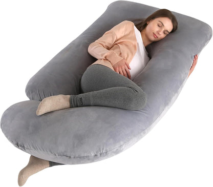 Full Body Pregnancy Pillow 57 Inch Maternity Support Pillow Velvet Grey
