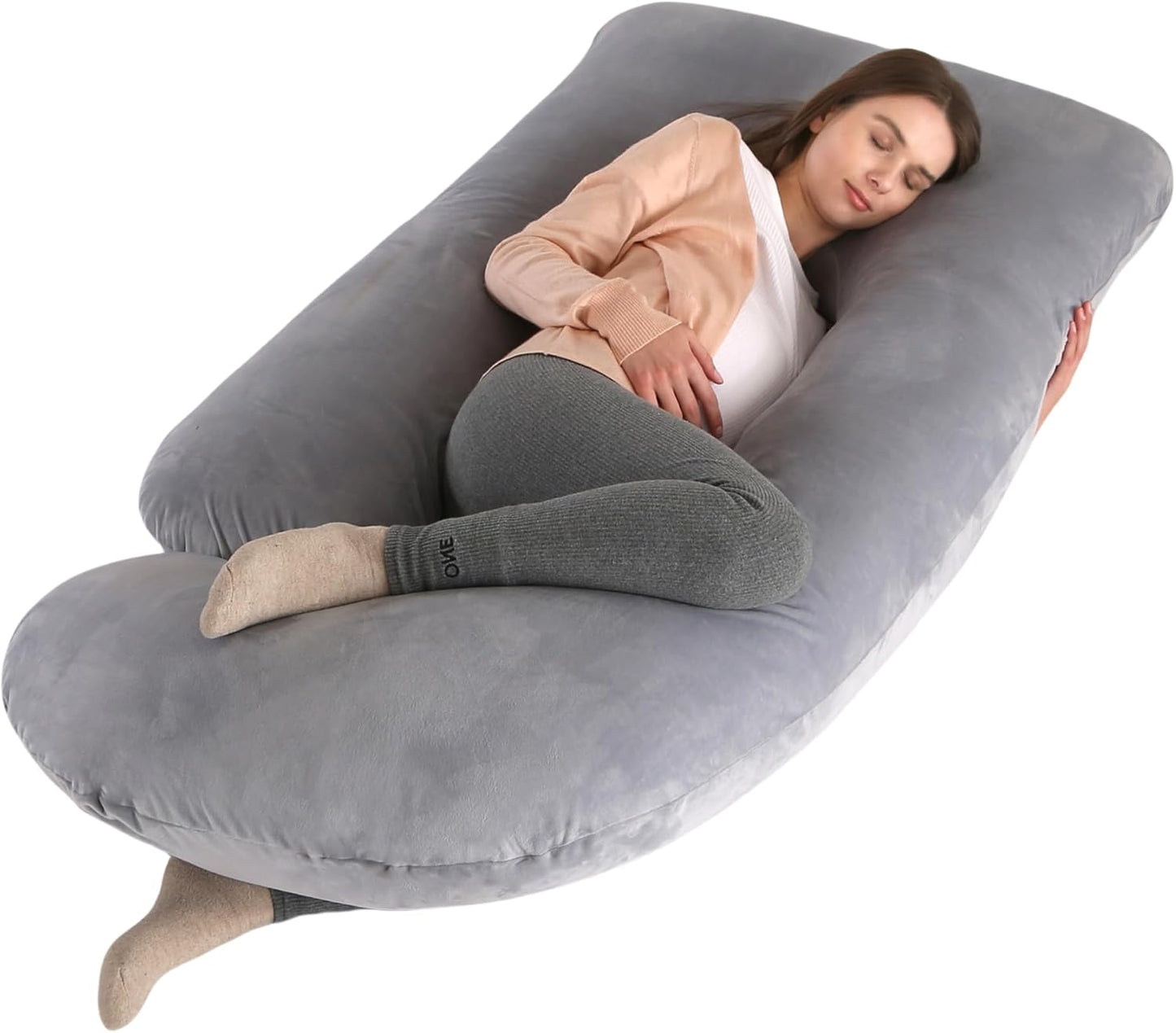 Full Body Pregnancy Pillow 57 Inch Maternity Support Pillow Velvet Grey