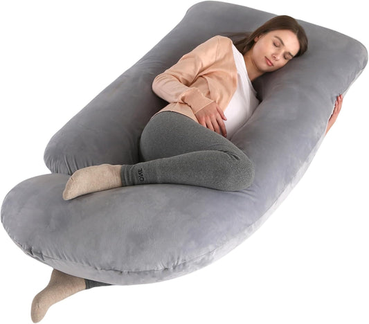 Full Body Pregnancy Pillow 57 Inch Maternity Support Pillow Velvet Grey