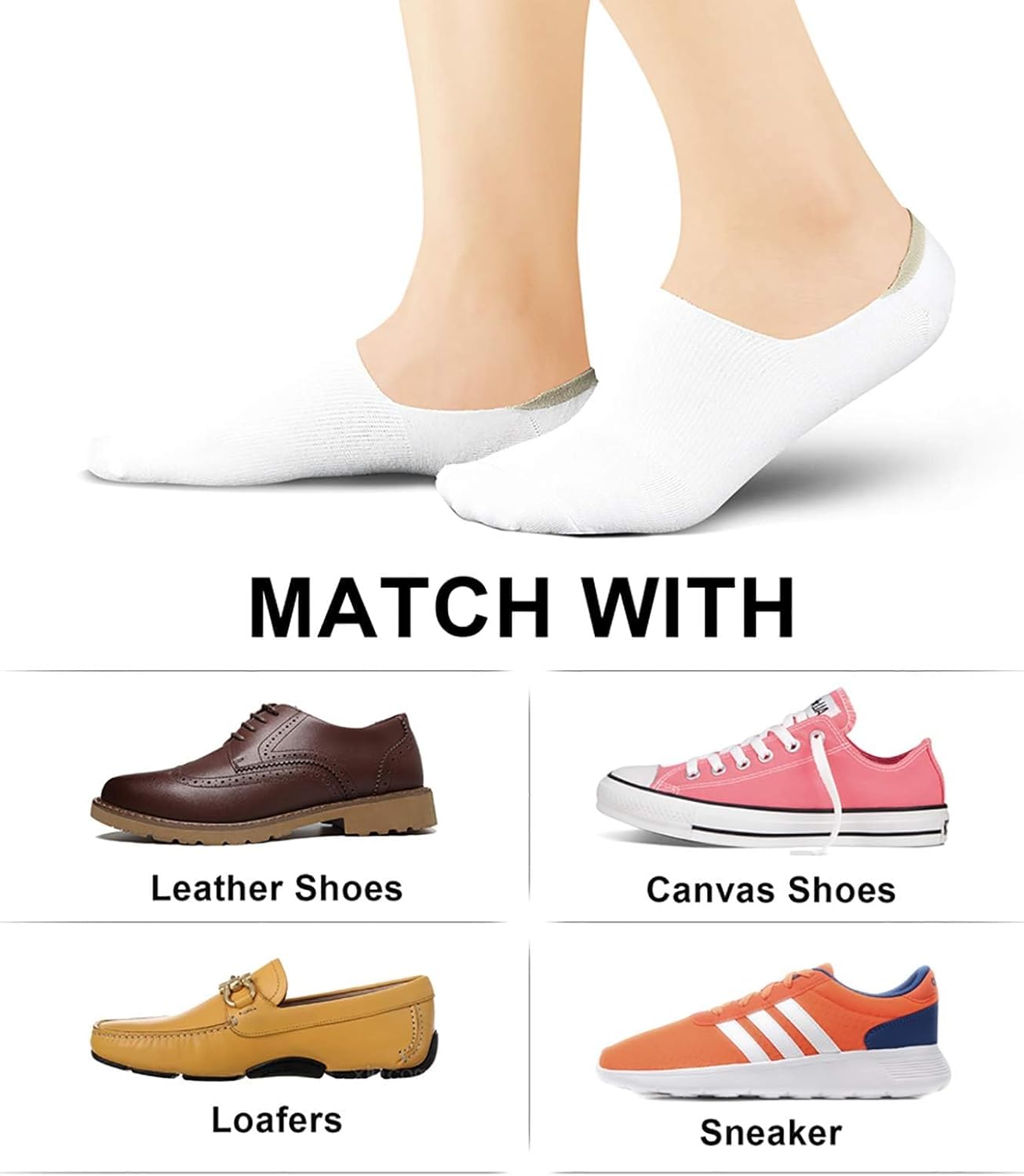 Women No Show Socks - Non Slip Low Cut Invisible Socks 4/8 Pairs