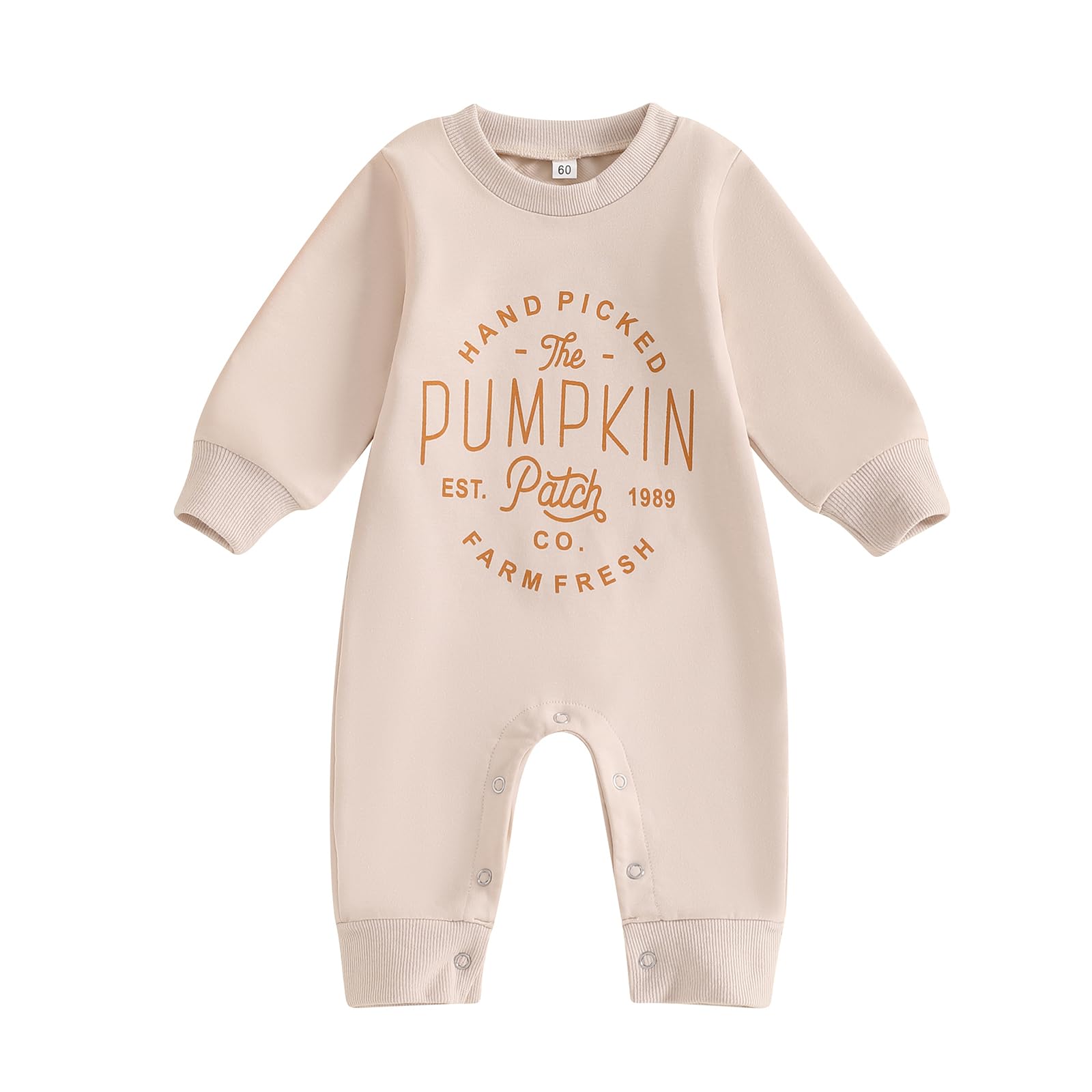Baby Halloween Pumpkin Patch Romper - Long Sleeve Fall Winter Jumpsuit
