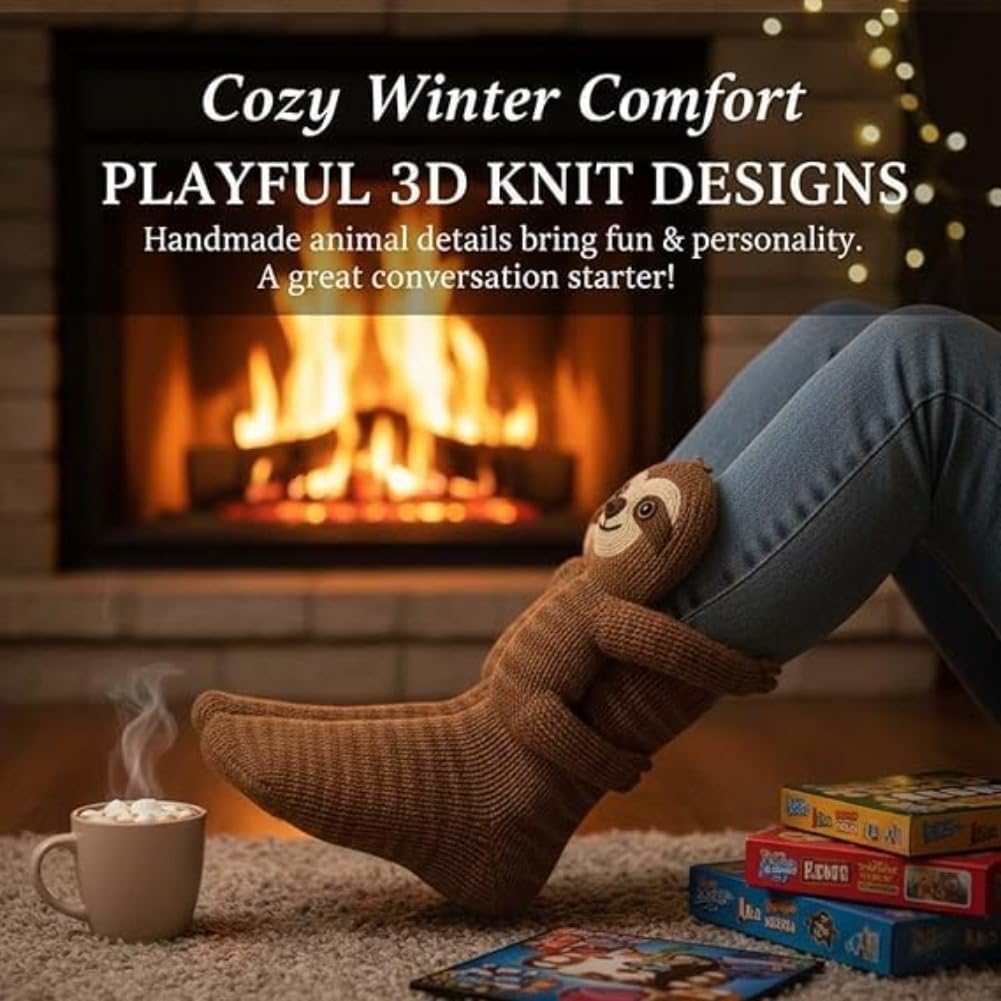 Cute Animal Socks for Women - Plush Long Stocking Socks with 3D Designs