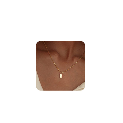 14K Gold Plated Initial Letter Necklace - Personalized Dainty Name Pendant A