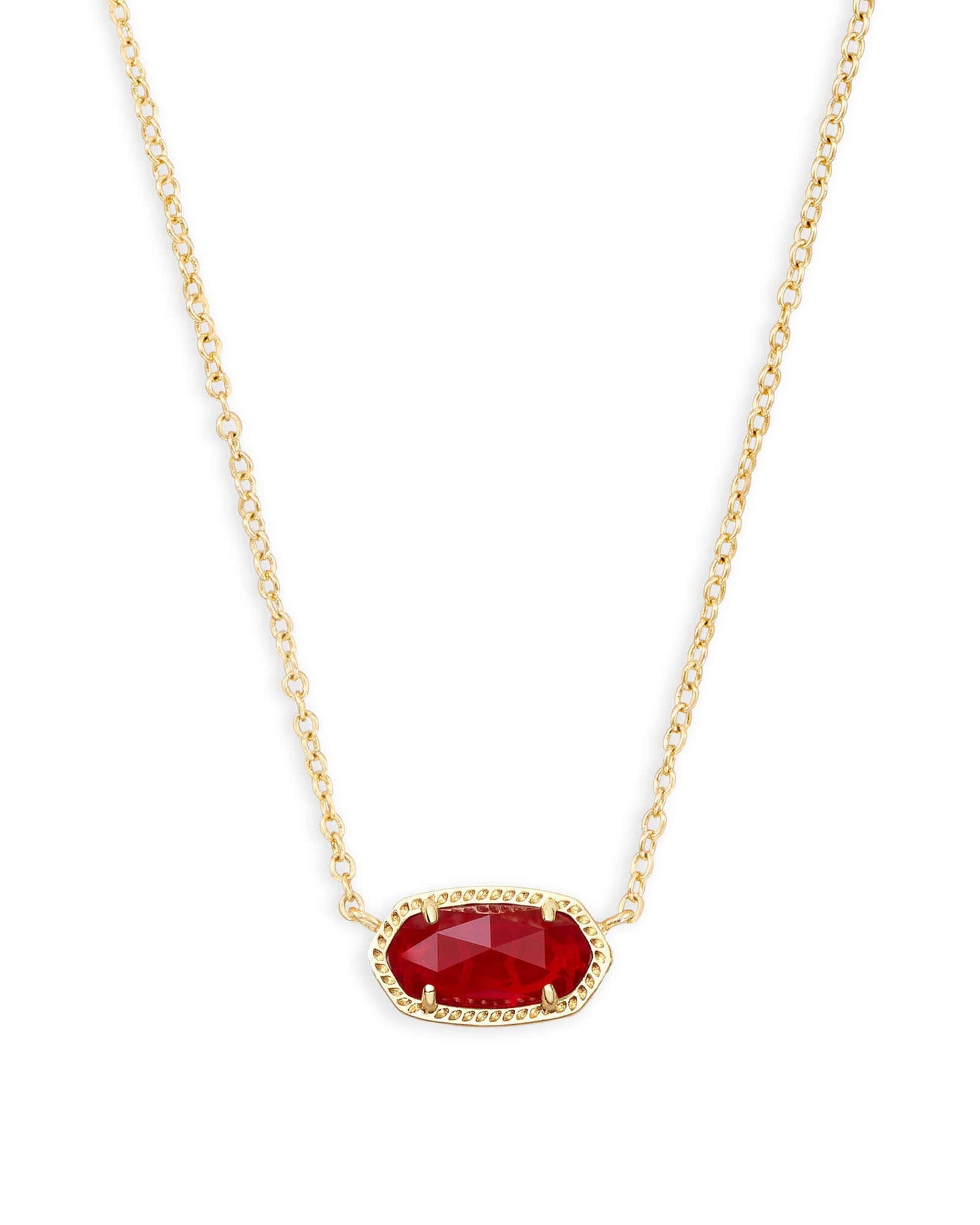 Kendra Scott Elisa Pendant Necklace - 14k Gold Plated Delicate Fashion Jewelry for Women GOLD - RUBY RED CLEAR GLASS