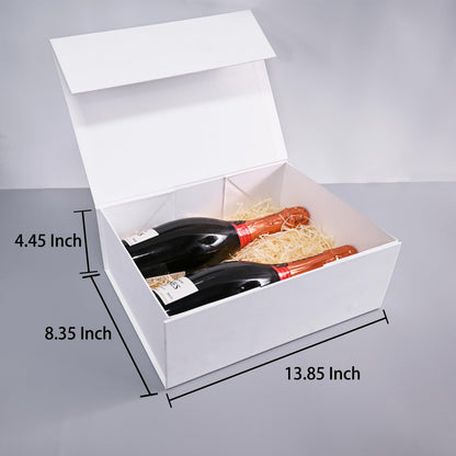 Gift Boxes with Lids 2 Pack - Magnetic Closure with Ribbon, Card, Filler & Sticker