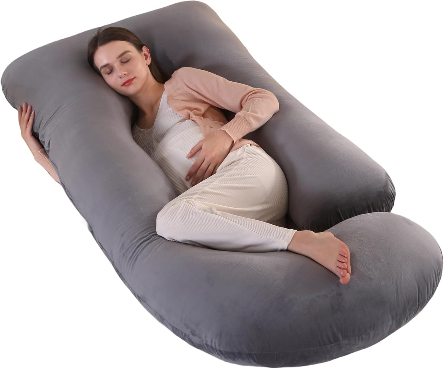 Full Body Pregnancy Pillow 57 Inch Maternity Support Pillow Velvet Dark Grey