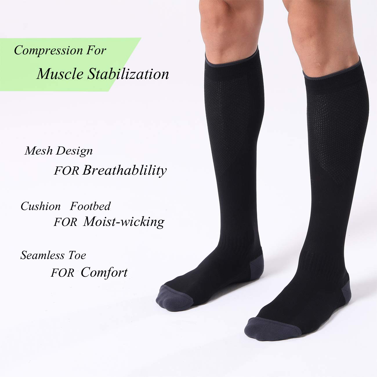 Compression Socks 20-30mmHg 3 Pairs Women Men Circulation Support