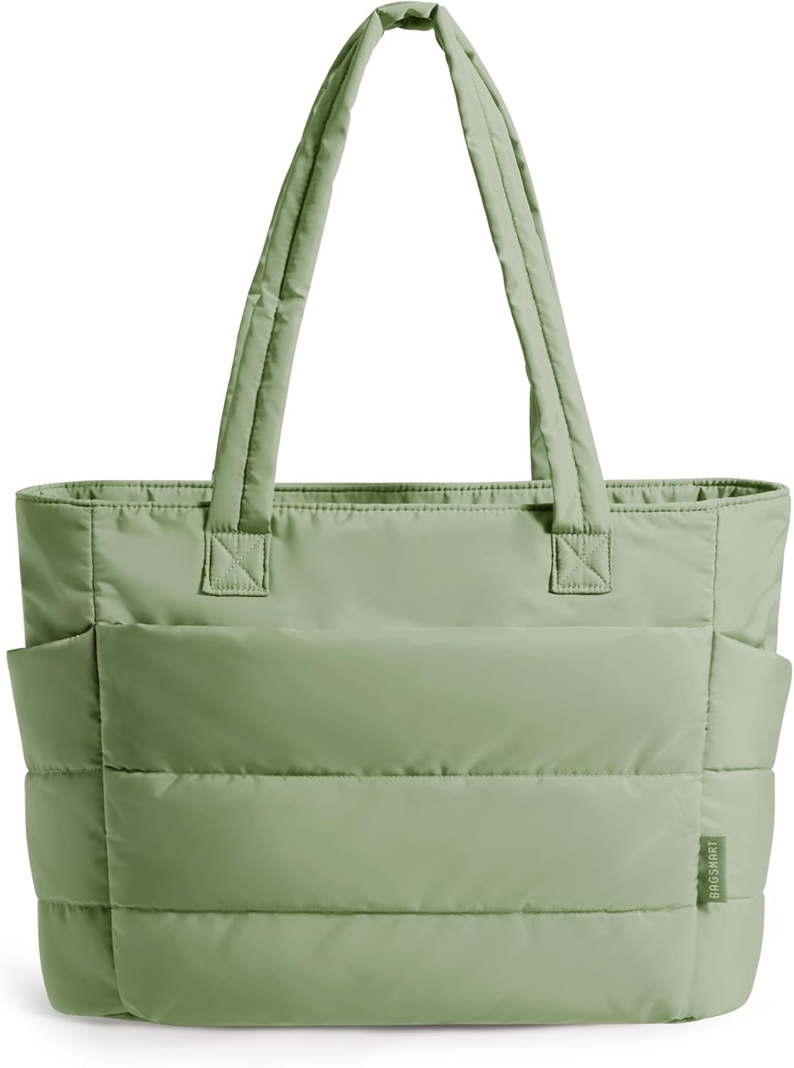 Women's Quilted Tote Bag Lightweight Puffy Shoulder Bag with Compartments G-green-standard Size Standard Size