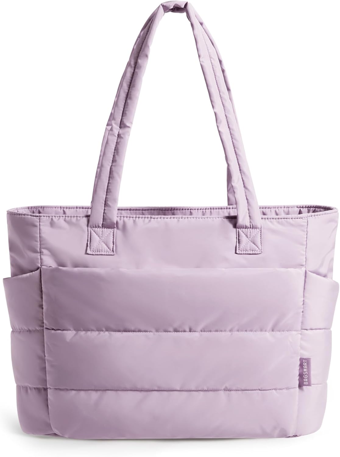 Women's Quilted Tote Bag Lightweight Puffy Shoulder Bag with Compartments F-pinkish-purple-standard Size Standard Size
