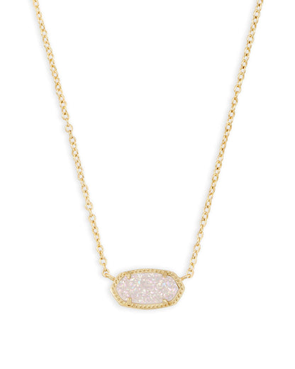 Kendra Scott Elisa Pendant Necklace - 14k Gold Plated Delicate Fashion Jewelry for Women GOLD - IRIDESCENT DRUSY