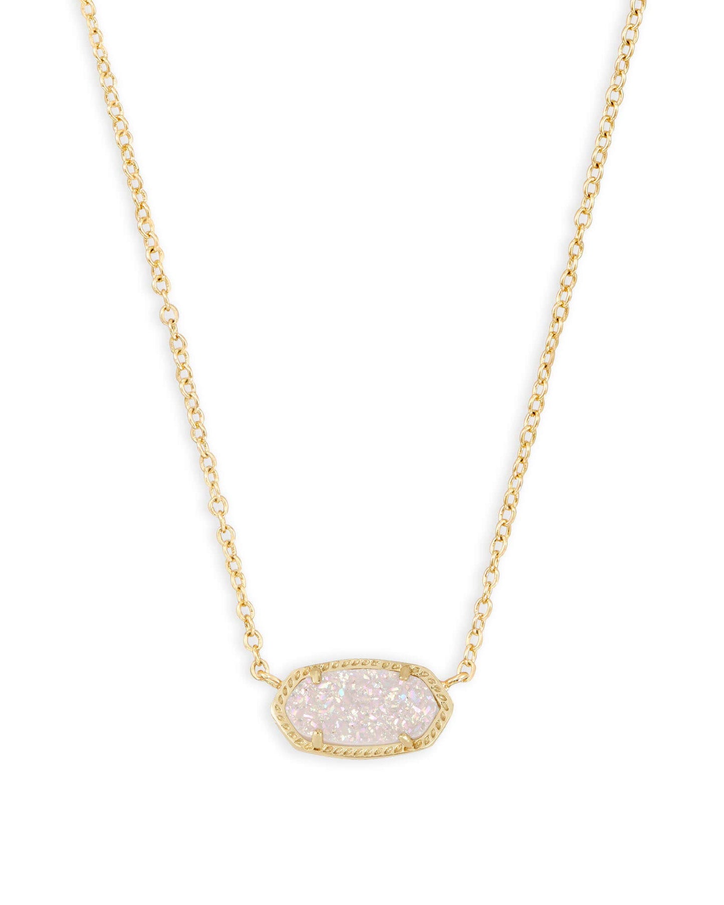 Kendra Scott Elisa Pendant Necklace - 14k Gold Plated Delicate Fashion Jewelry for Women GOLD - IRIDESCENT DRUSY
