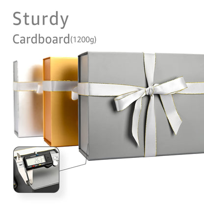 Gift Boxes with Lids 2 Pack - Magnetic Closure with Ribbon, Card, Filler & Sticker