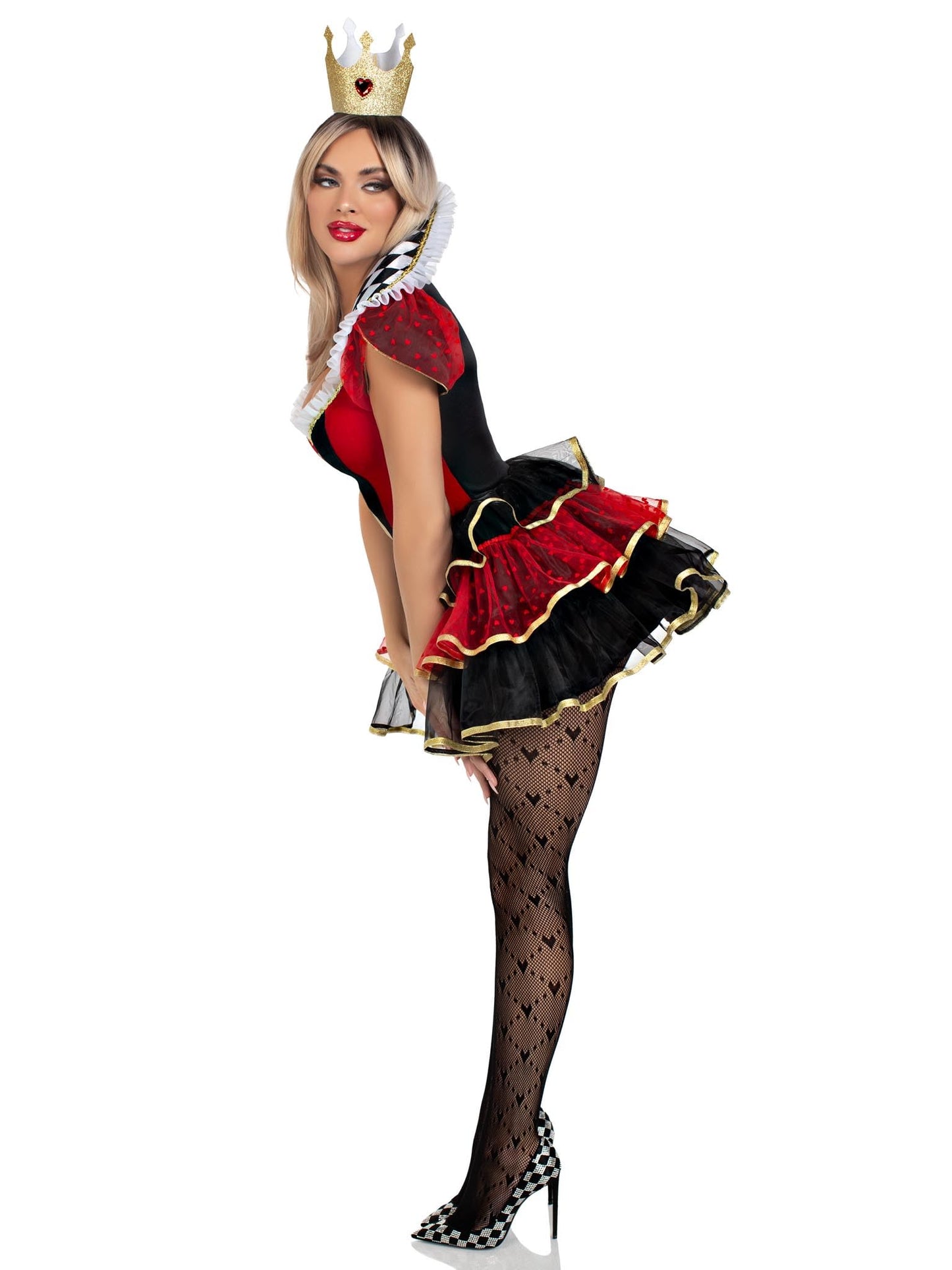 Queen of Hearts Halloween Costume Set - 2 Piece Adult Women's Outfit