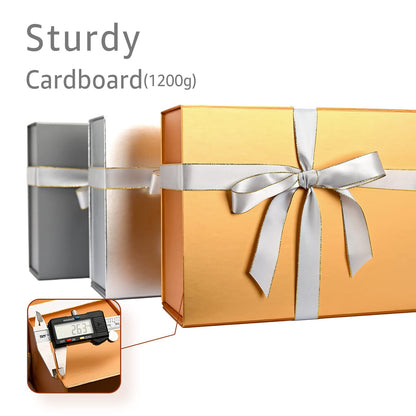 Gift Boxes with Lids 2 Pack - Magnetic Closure with Ribbon, Card, Filler & Sticker