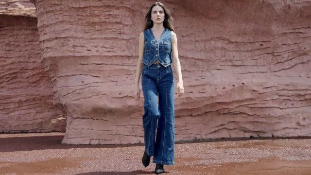 Celine Jeans - Womens Wide Leg Jeans Casual Baggy High Waisted Stretch Denim Pants