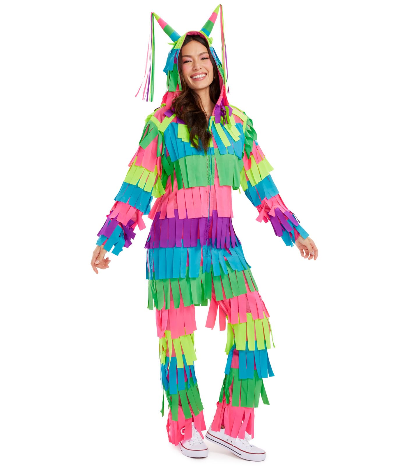 Women's Pinata Jumpsuit Halloween Costume - Bright Multicolored Onesie