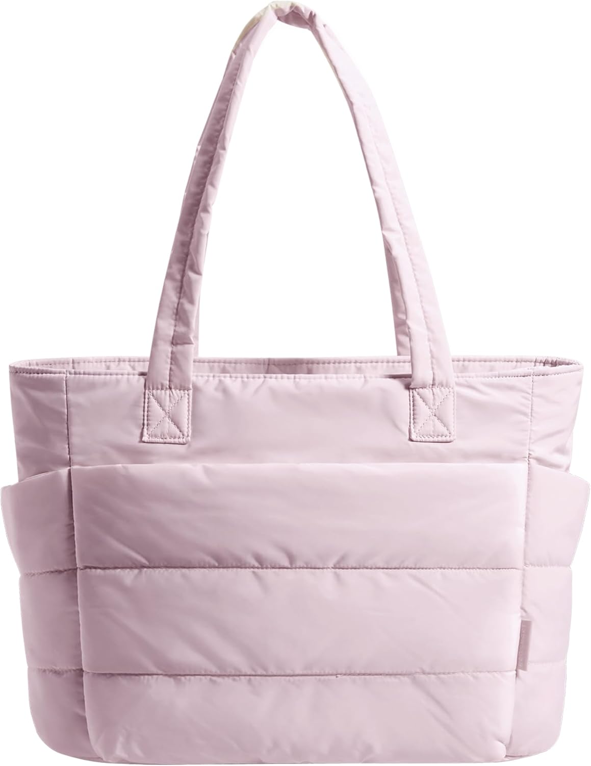 Women's Quilted Tote Bag Lightweight Puffy Shoulder Bag with Compartments E-light Pink-standard Size Standard Size
