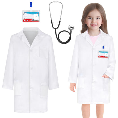 Doctor Costume for Kids - Lab Coat with Real Stethoscope Ages 3-12 Doctor Coat
