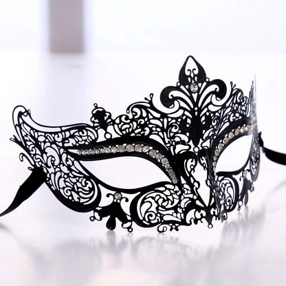 Rhinestone Metal Masquerade Mask for Women - Venetian Party Mask - Elegant Prom Ball Costume Accessory