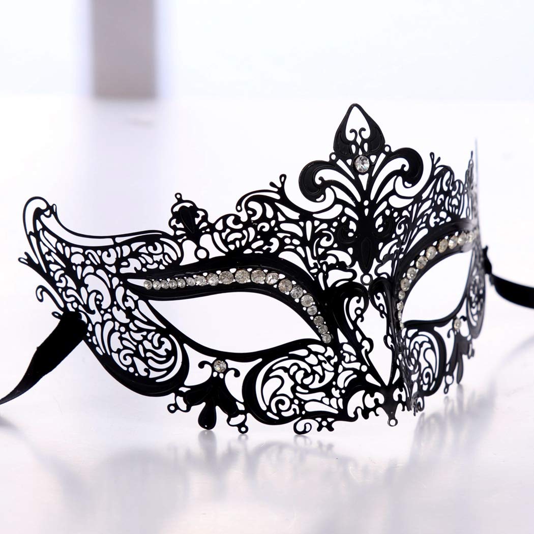 Rhinestone Metal Masquerade Mask for Women - Venetian Party Mask - Elegant Prom Ball Costume Accessory